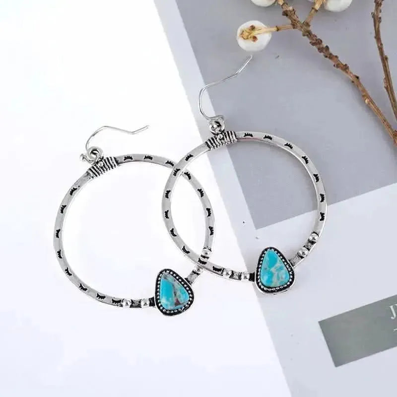 Artificial Turquoise Drop Earrings - Bad Moms Club