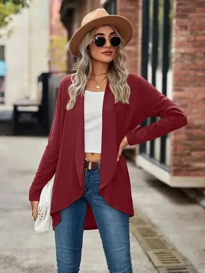 Open Front Long Sleeve Cardigan - Bad Moms Club