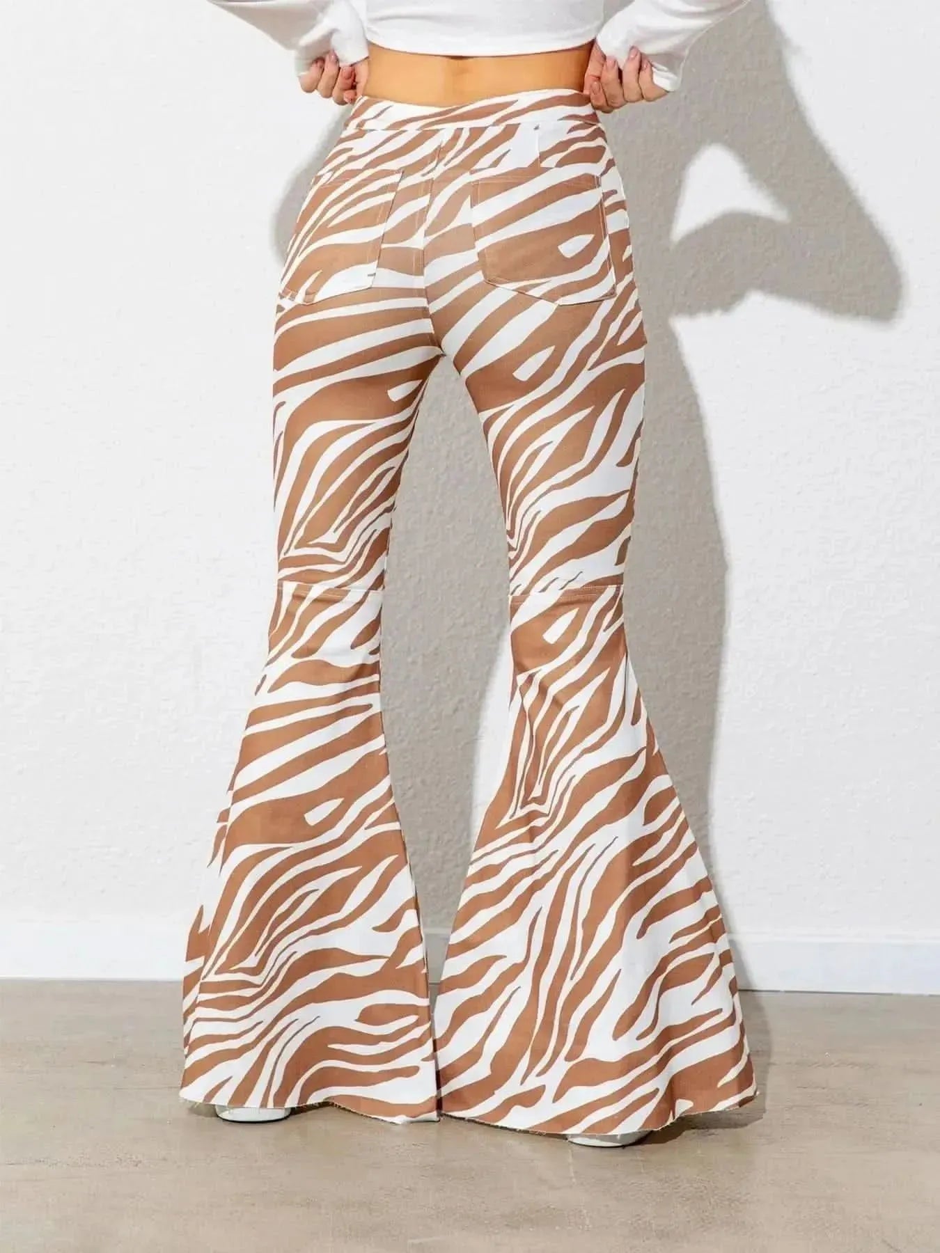 Floral High Waist Flare Leg Pants - Bad Moms Club