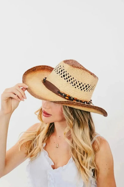 Fame Cutout Wide Brim Straw Hat - Bad Moms Club
