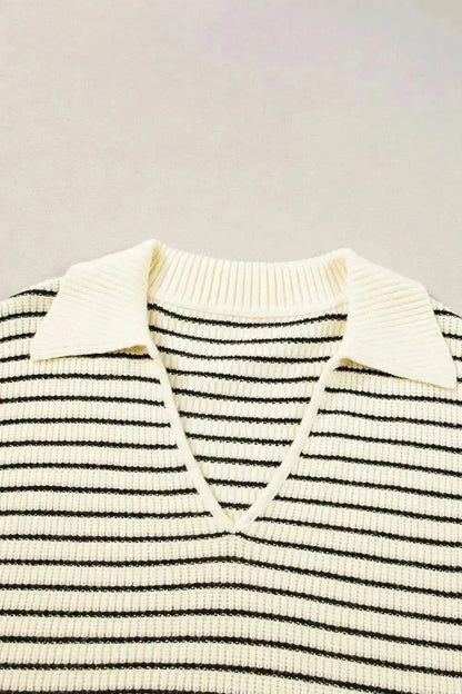 Striped Collared Neck Tank - Bad Moms Club