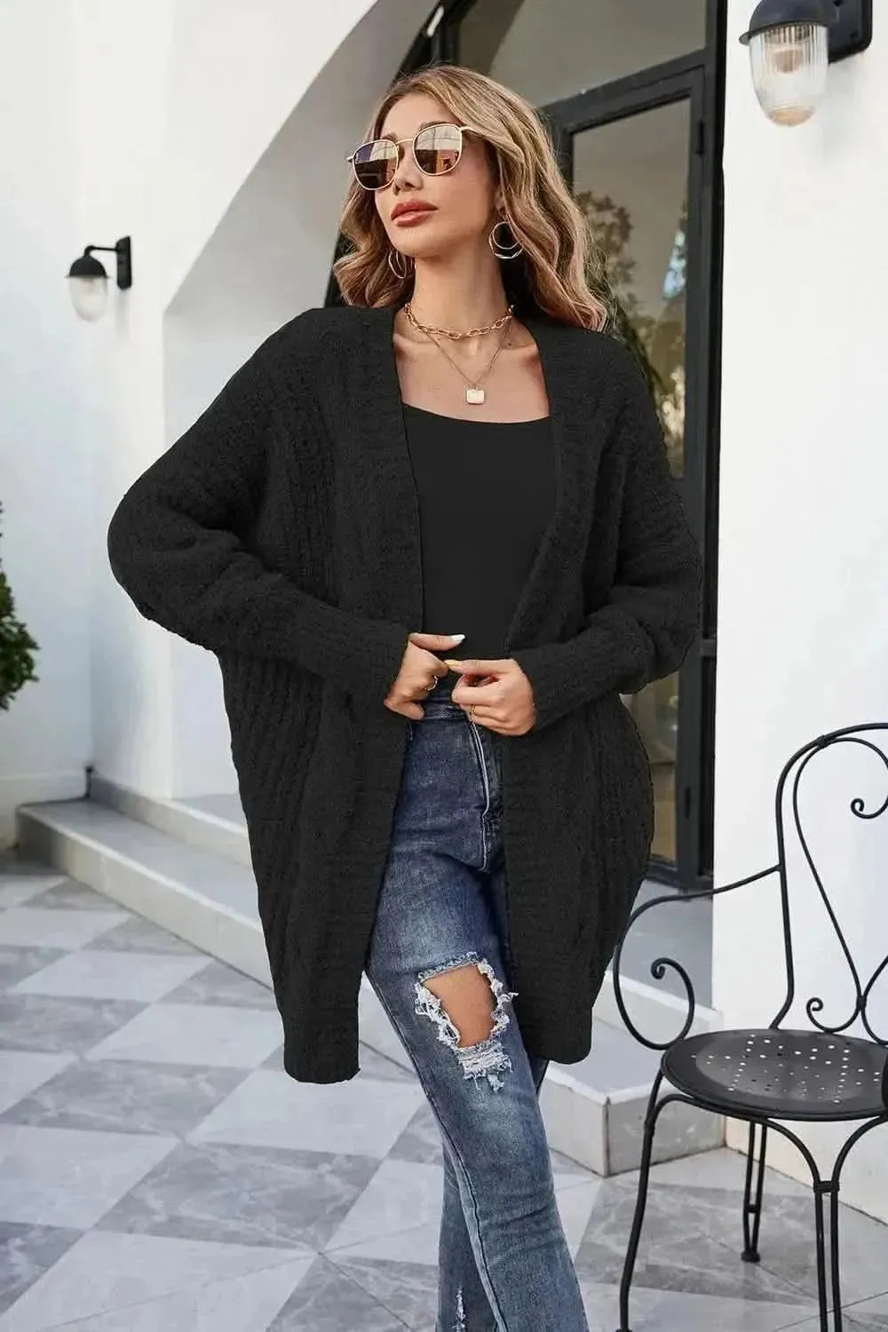 Open Front Dolman Sleeve Cardigan - Bad Moms Club