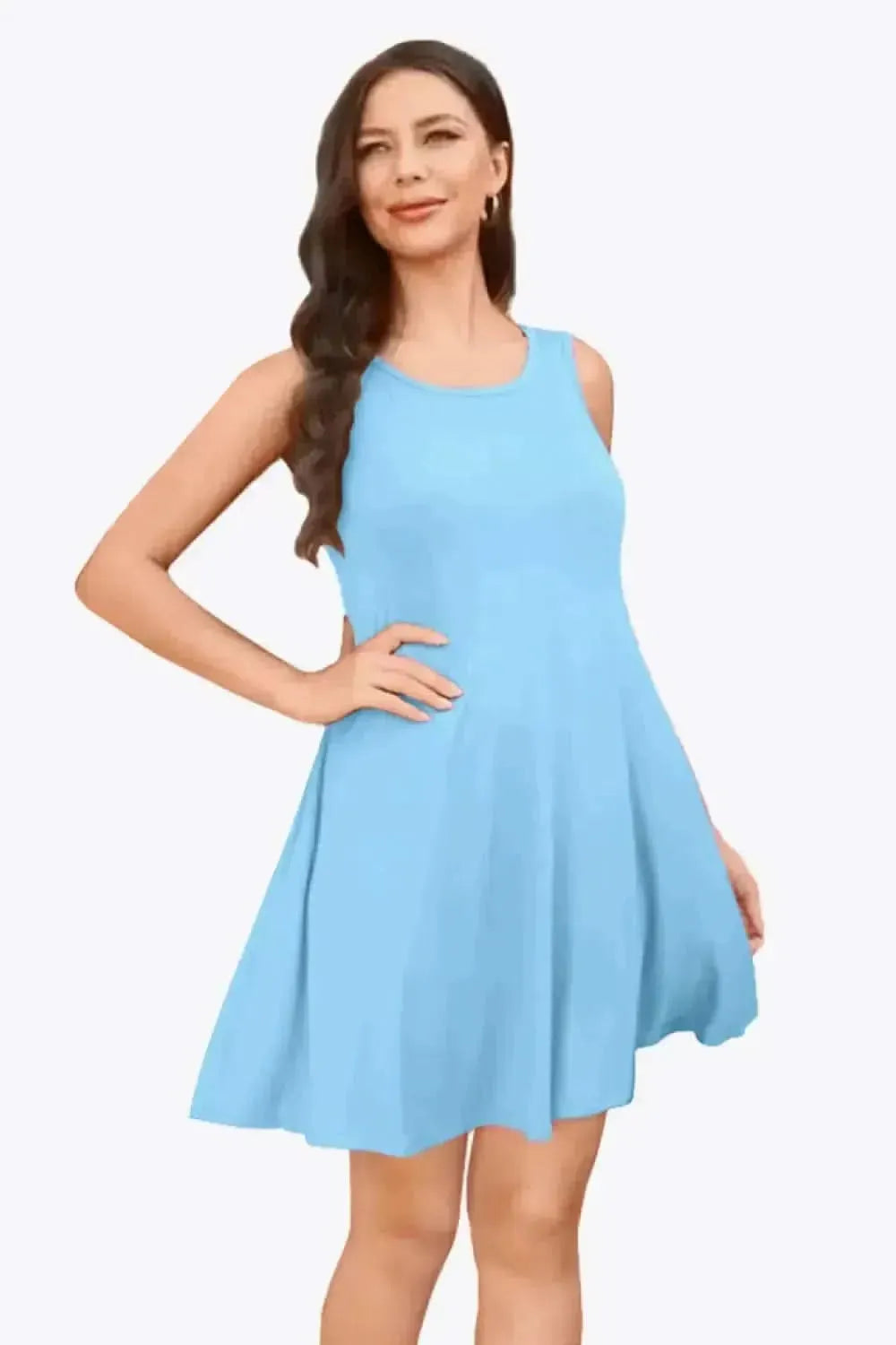 Full Size Round Neck Sleeveless Dress with Pockets - Bad Moms Club