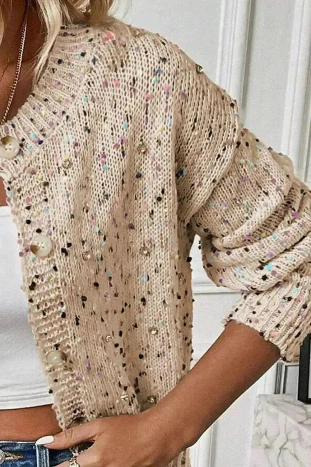 Confetti Button Up Long Sleeve Cardigan - Bad Moms Club
