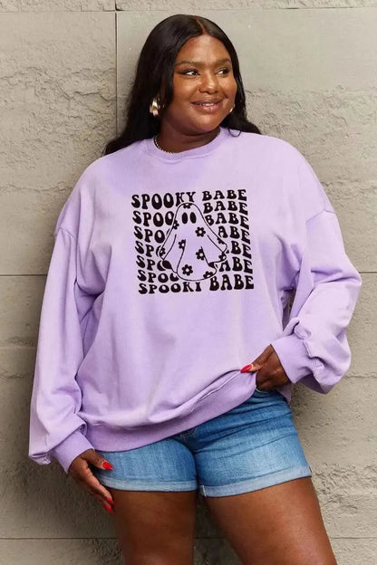 Simply Love Full Size SPOOKY BABE Graphic Sweatshirt - Bad Moms Club