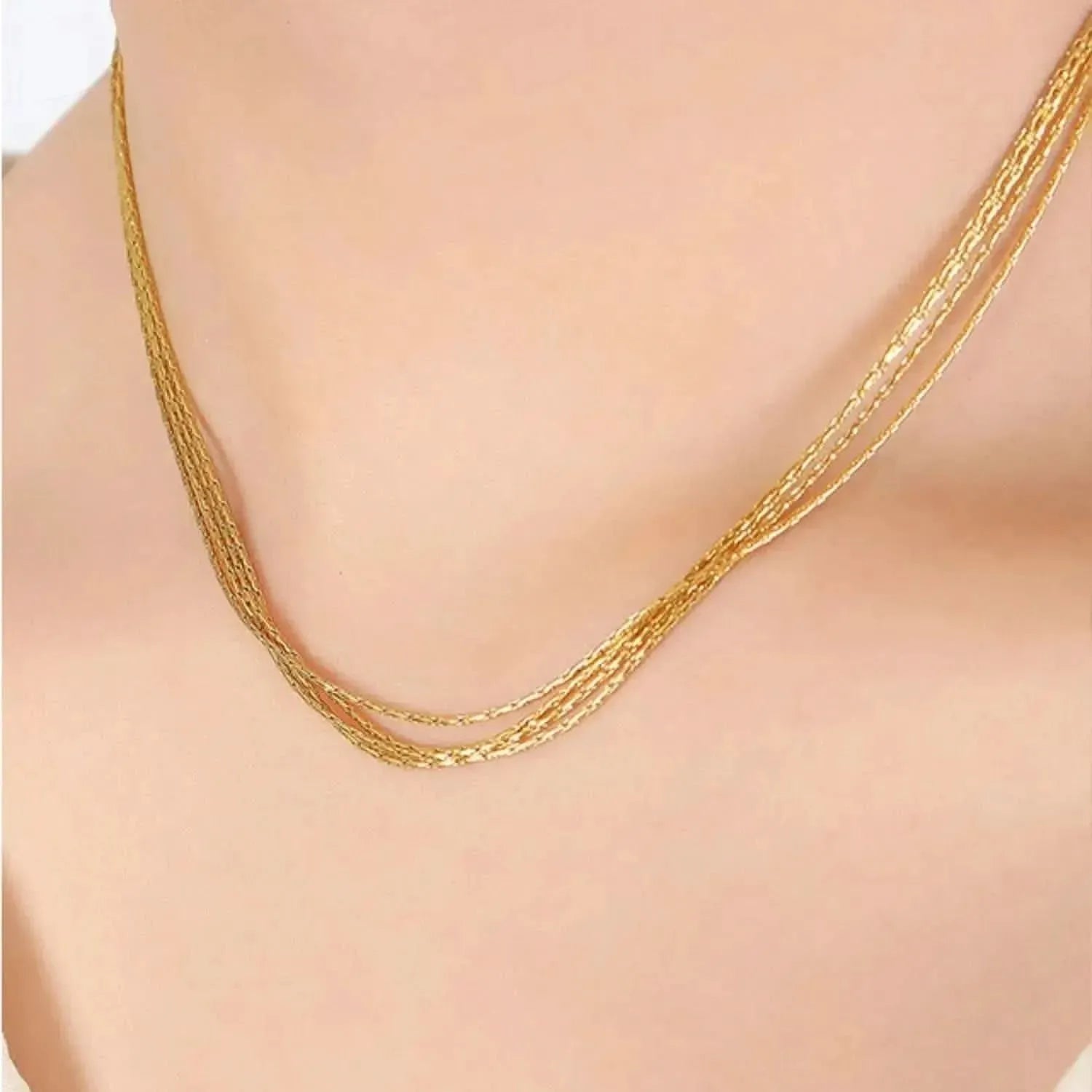 18K Gold-Plated Multi-Layer Clavicle Chain Necklace - Bad Moms Club