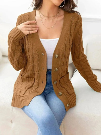 Button Down Cable-Knit Cardigan - Bad Moms Club
