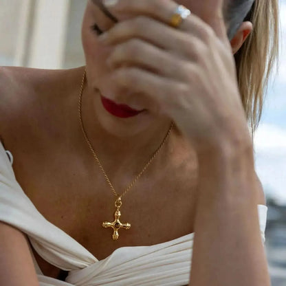 Gold-Plated Stainless Steel Cross Shape Pendant Necklace - Bad Moms Club