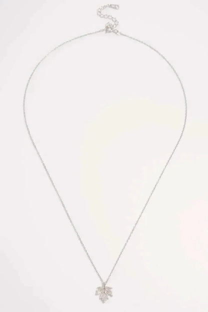 925 Sterling Silver Zircon Maple Leaf Necklace - Bad Moms Club