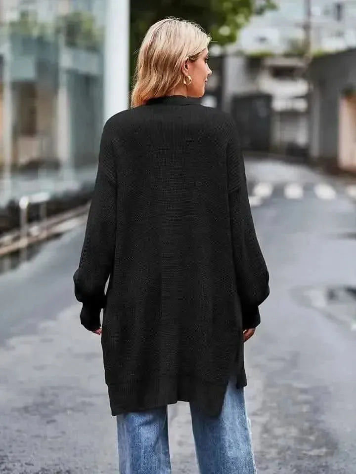 Long Sleeve Waffle-Knit Cardigan - Bad Moms Club