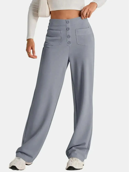 High Waist Wide Leg Pants - Bad Moms Club