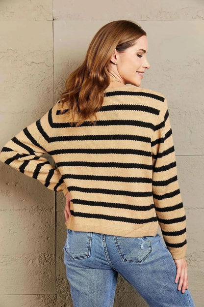 Woven Right Striped Button Front Cardigan - Bad Moms Club