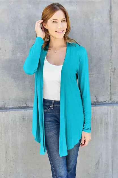 Basic Bae Full Size Open Front Long Sleeve Cardigan - Bad Moms Club
