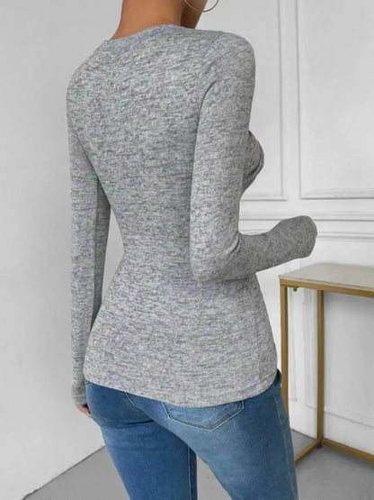 Twisted Round Neck Long Sleeve T-Shirt - Bad Moms Club