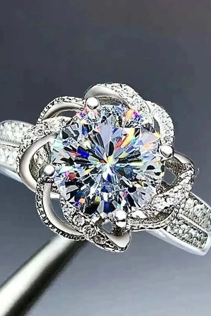 2 Carat Moissanite Floral Platinum-Plated Ring - Bad Moms Club
