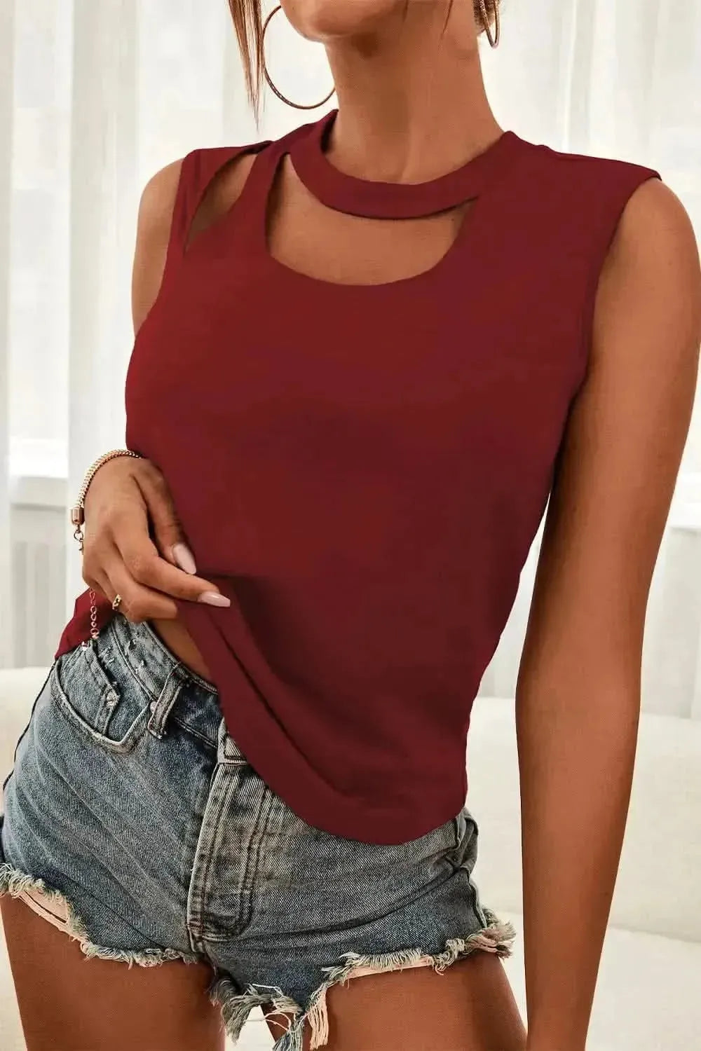 Cutout Sleeveless Top - Bad Moms Club