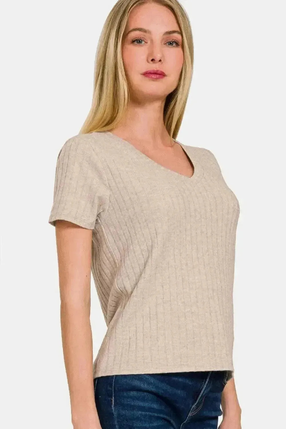 Zenana Ribbed Short Sleeve T-Shirt - Bad Moms Club