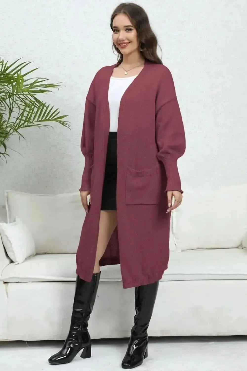 Open Front Dropped Shoulder Cardigan - Bad Moms Club