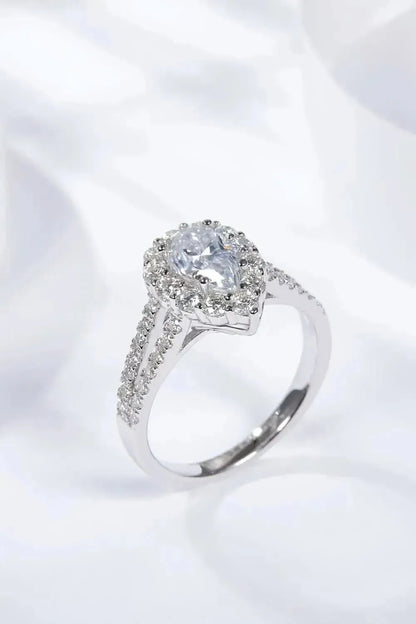 1 Carat Moissanite Teardrop Split Shank Ring - Bad Moms Club