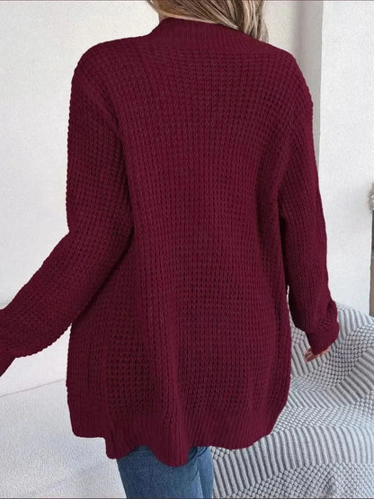Open Front Long Sleeve Cardigan with Pockets - Bad Moms Club