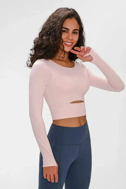 Long Sleeve Cropped Top With Sports Strap - Bad Moms Club