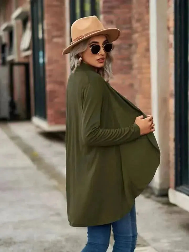 Open Front Long Sleeve Cardigan - Bad Moms Club