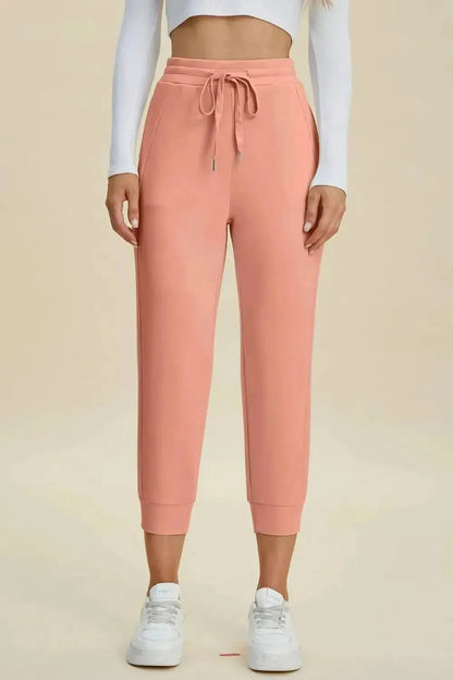 Basic Bae Full Size Air Scuba Drawstring High Waist Cropped Pants - Bad Moms Club