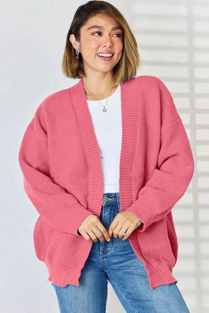 Open Front Dropped Shoulder Cardigan - Bad Moms Club