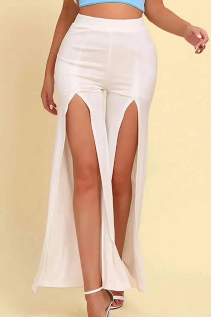 High-Rise Pull On Split Pants - Bad Moms Club