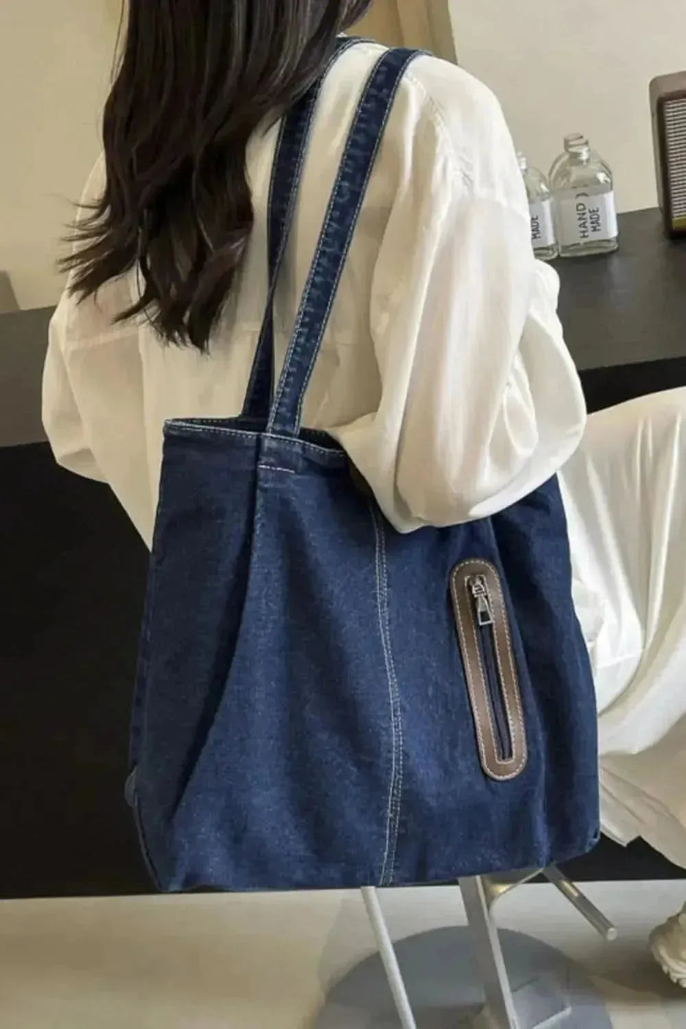 Medium Denim Tote Bag - Bad Moms Club