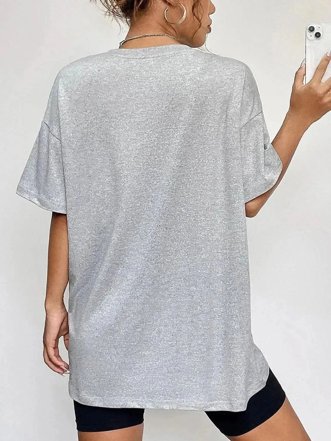 Round Neck Short Sleeve Fall Season Graphic T-Shirt - Bad Moms Club