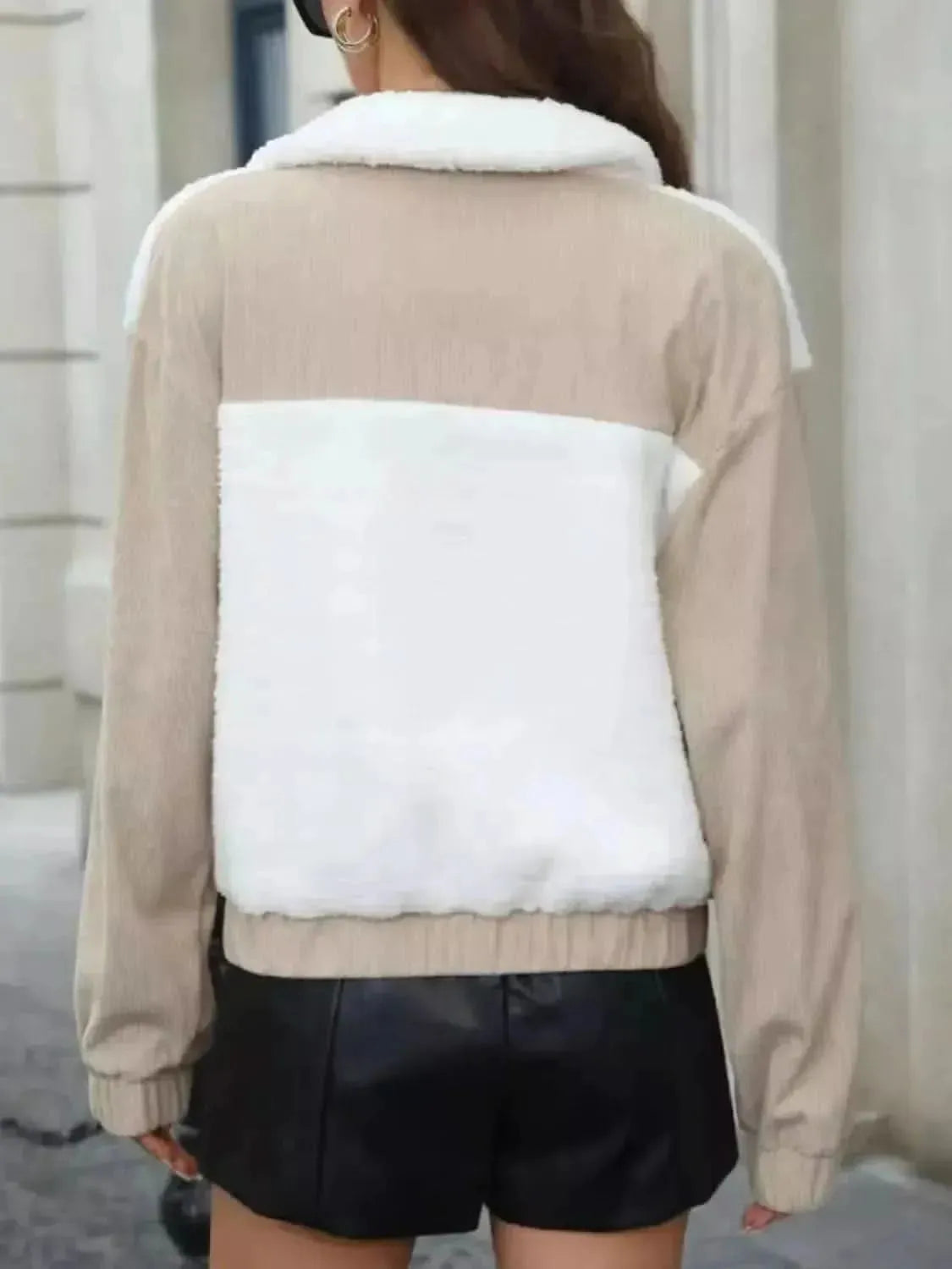 Contrast Zip Up Long Sleeve Jacket - Bad Moms Club