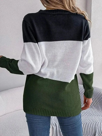 Cable-Knit Striped Button Up Cardigan - Bad Moms Club