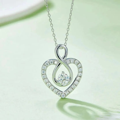 1 Carat Moissanite 925 Sterling Silver Heart Shape Necklace - Bad Moms Club