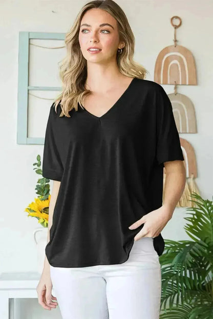 Heimish Full Size V-Neck Short Sleeve T-Shirt - Bad Moms Club