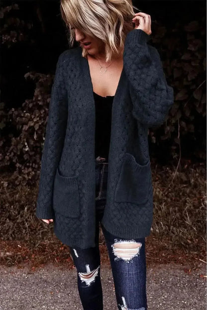 Open Front Dropped Shoulder Cardigan with Pockets - Bad Moms Club