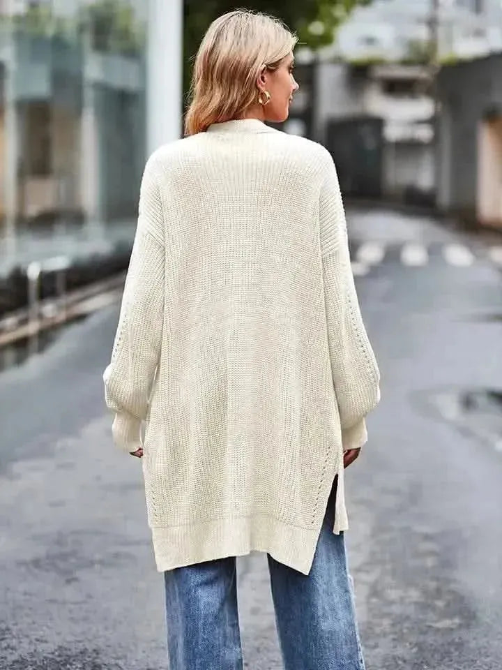 Long Sleeve Waffle-Knit Cardigan - Bad Moms Club