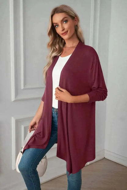 Open Front Long Sleeve Cardigan - Bad Moms Club