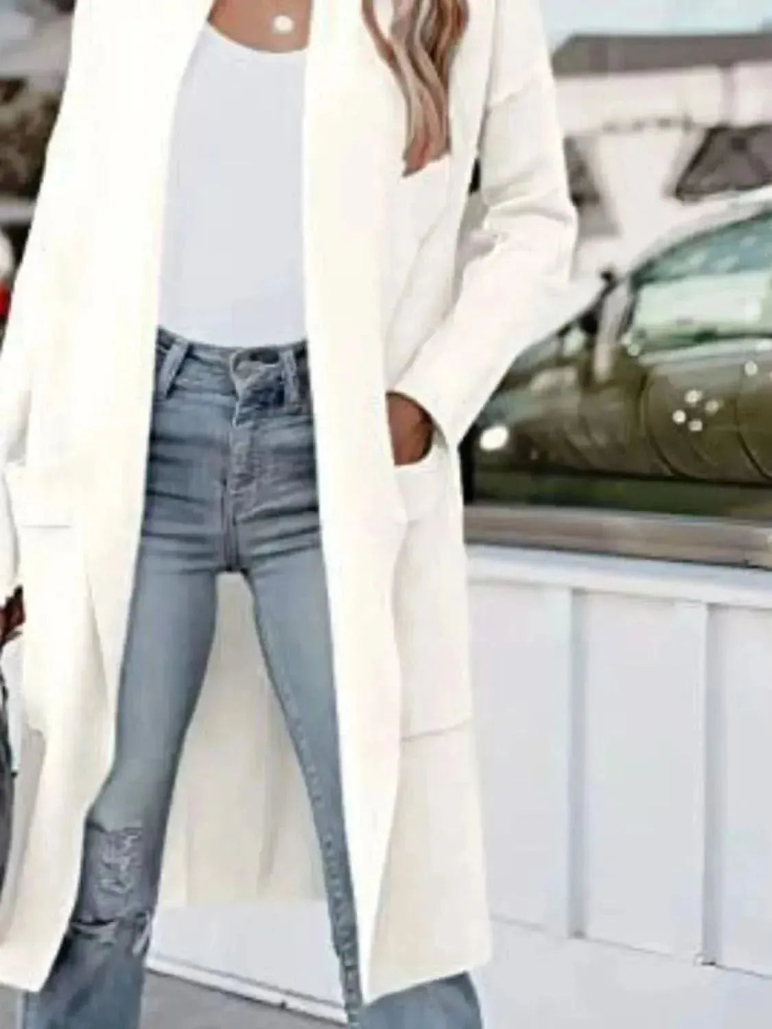 Open Front Dropped Shoulder Outerwear - Bad Moms Club