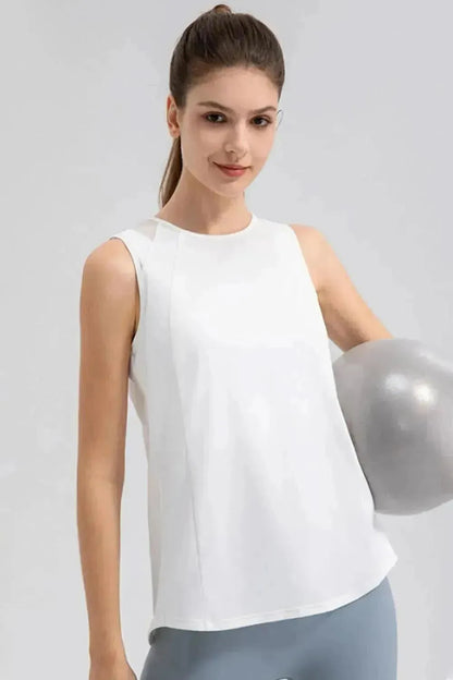 Round Neck Wide strap Active Tank - Bad Moms Club