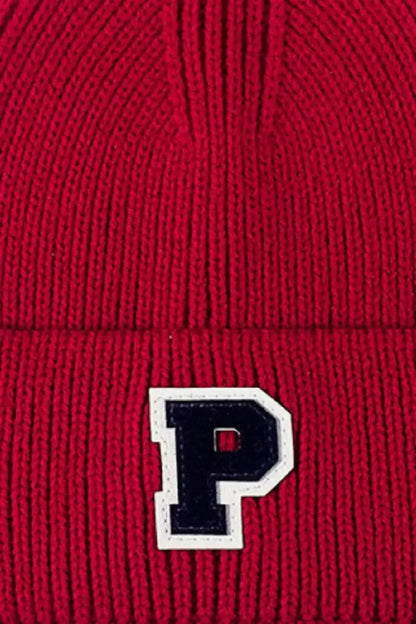 Letter Patch Cuffed Knit Beanie - Bad Moms Club