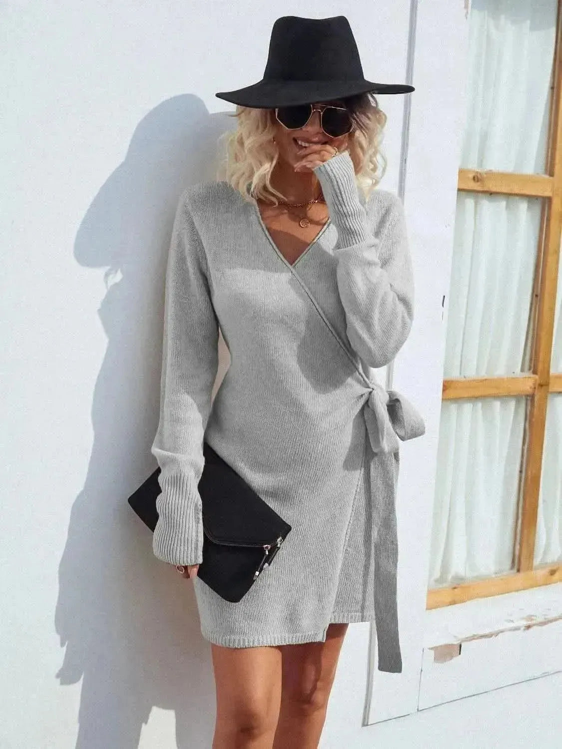 Tied Open Front Long Sleeve Cardigan - Bad Moms Club
