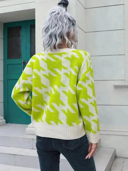 Houndstooth Button Down Cardigan - Bad Moms Club