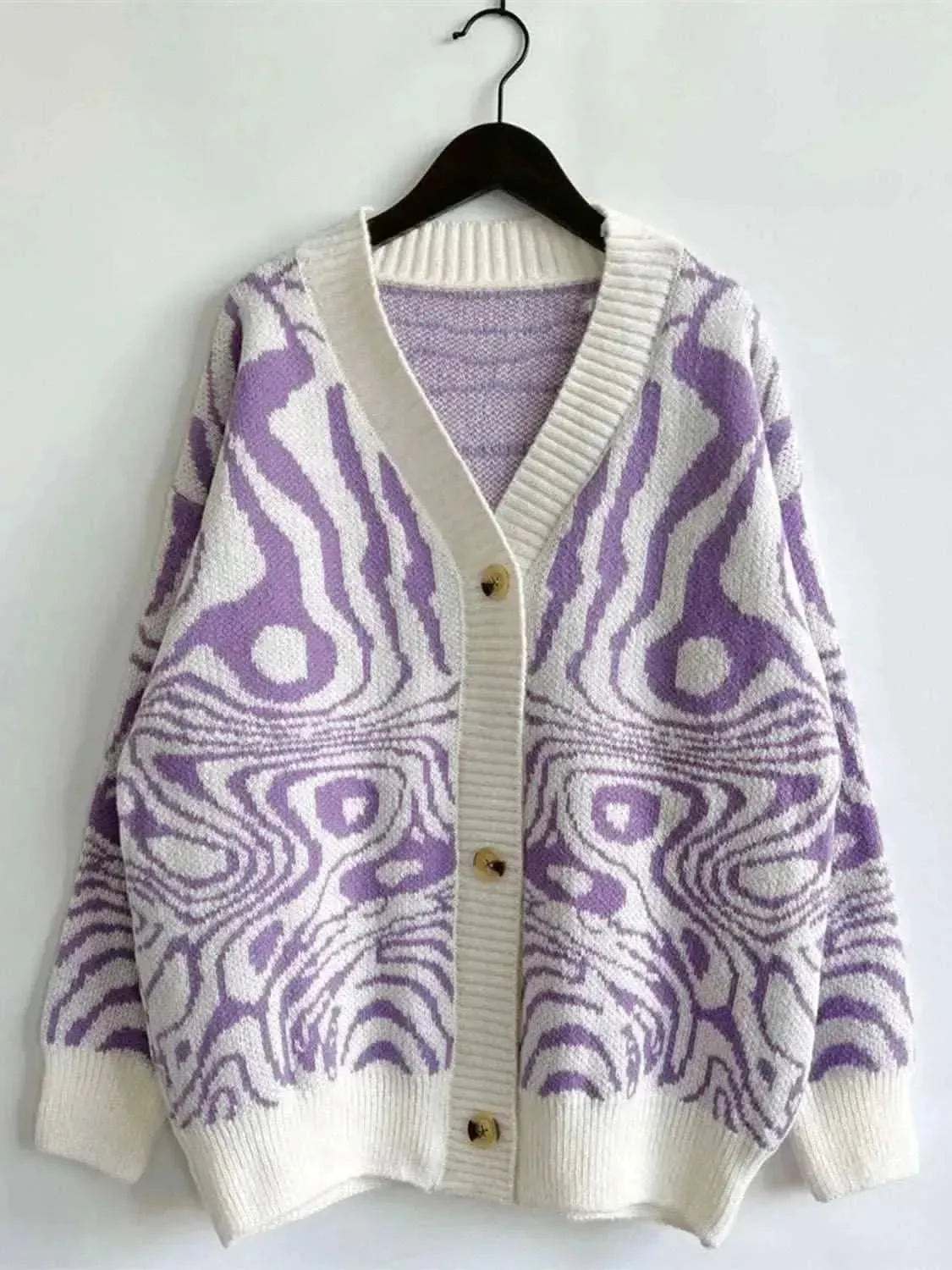 Abstract Pattern Button Down Cardigan - Bad Moms Club