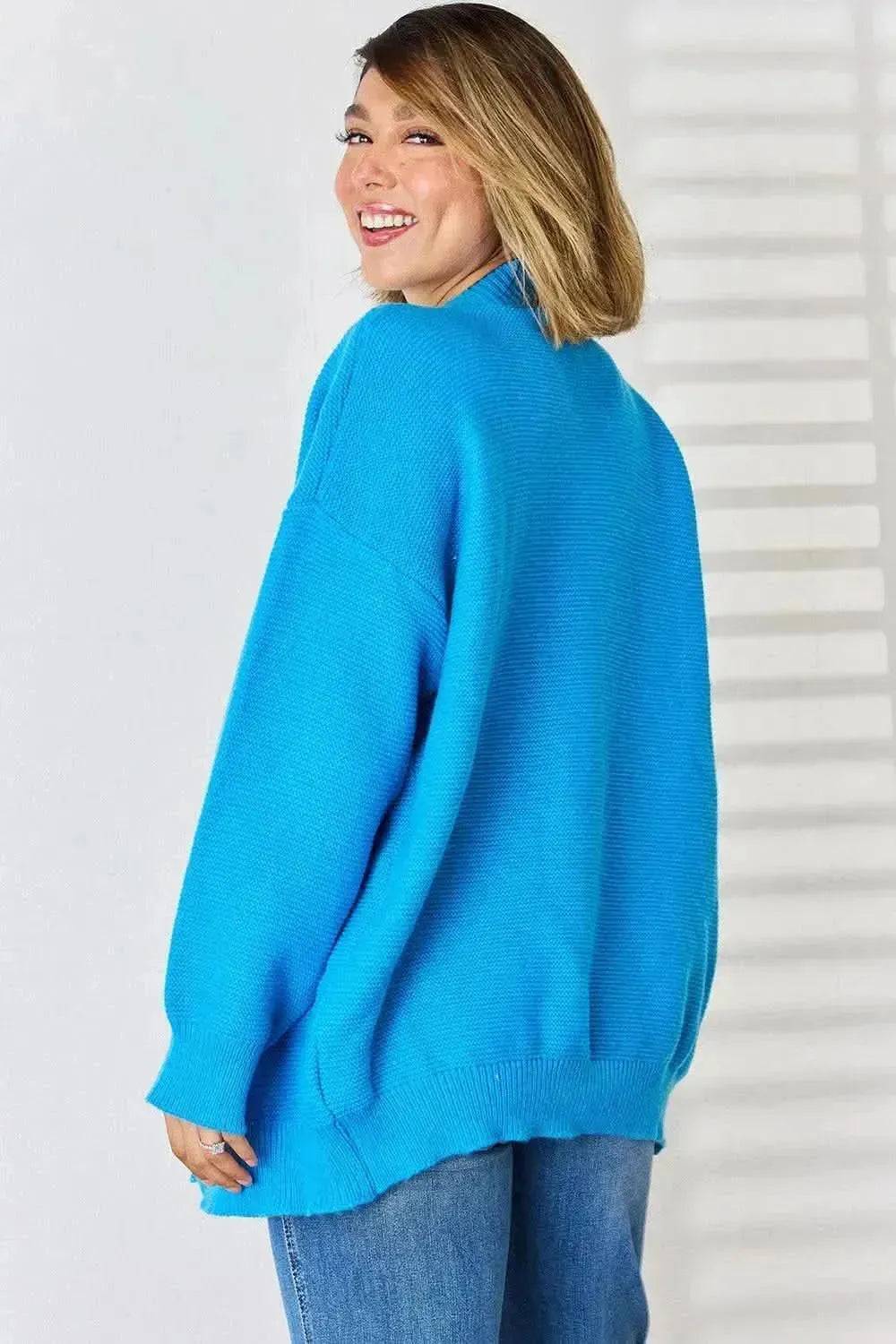 Open Front Dropped Shoulder Cardigan - Bad Moms Club