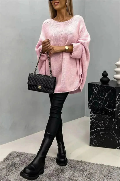 Round Neck Batwing Sleeve Sweater - Bad Moms Club