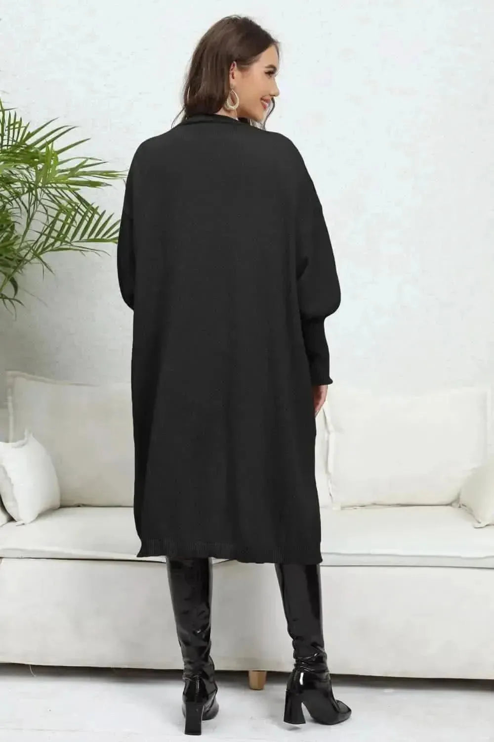 Open Front Dropped Shoulder Cardigan - Bad Moms Club