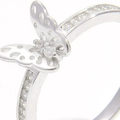 925 Sterling Silver Inlaid Zircon Butterfly Ring - Bad Moms Club
